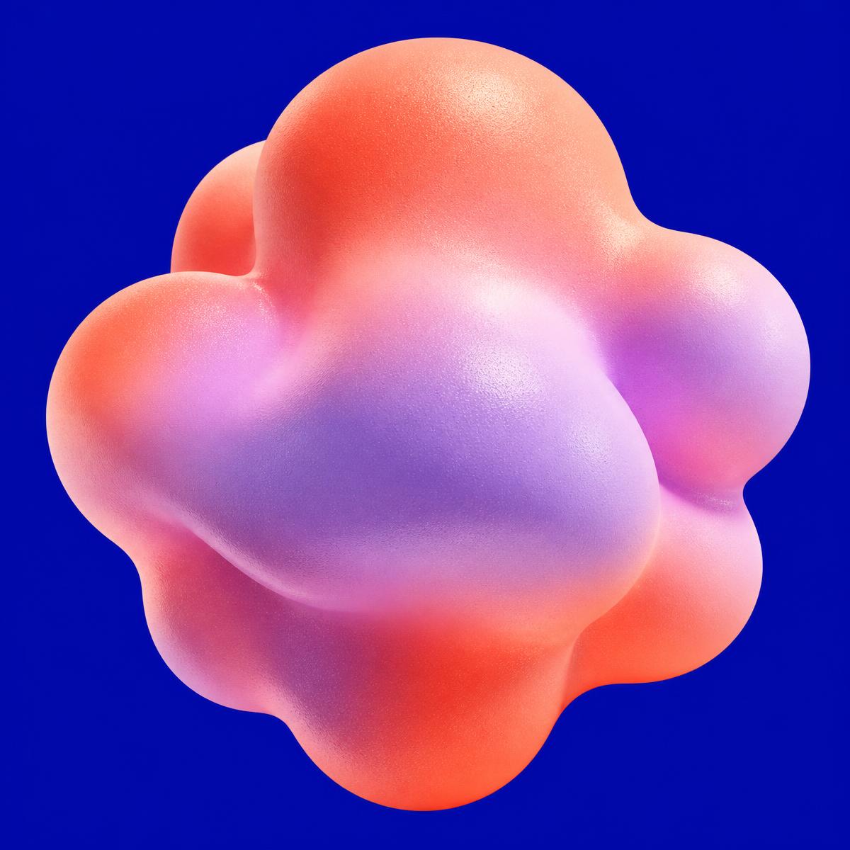 Soft abstract 3D form in coral, pink and lavender